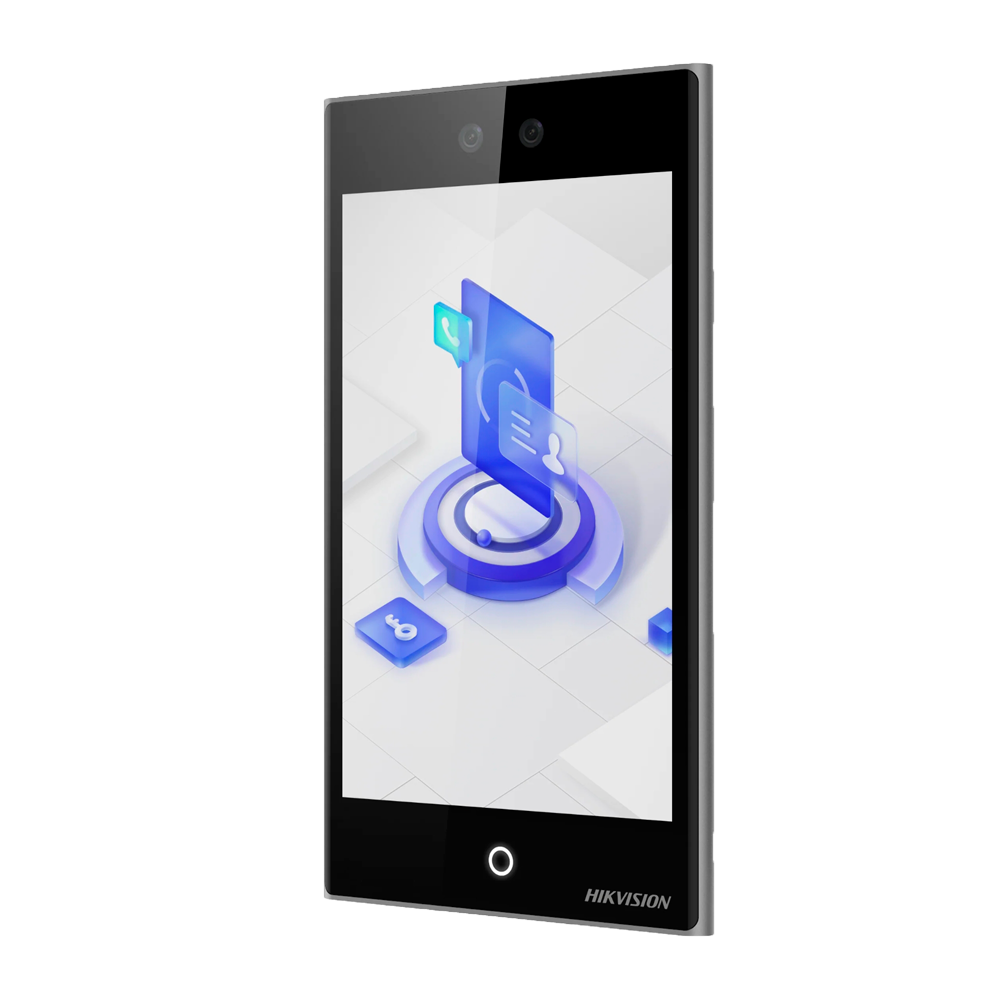 Control de acceso y presencia Android - Facial, tarjeta MF/MF DESFire y PIN - 10.000 usuarios | 500.000 registros - TCP/IP, WiFi, USB, RS485 y Wiegand | IP65 - Controladora integrada (sensor, pulsador y relé) - iVMS-4200 | Hik-Connect