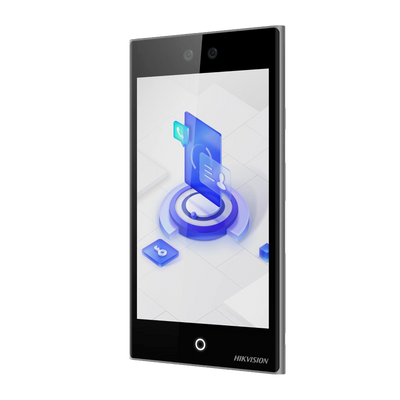 Control de acceso y presencia Android - Facial, tarjeta MF/MF DESFire y PIN - 10.000 usuarios | 500.000 registros - TCP/IP, WiFi, USB, RS485 y Wiegand | IP65 - Controladora integrada (sensor, pulsador y relé) - iVMS-4200 | Hik-Connect