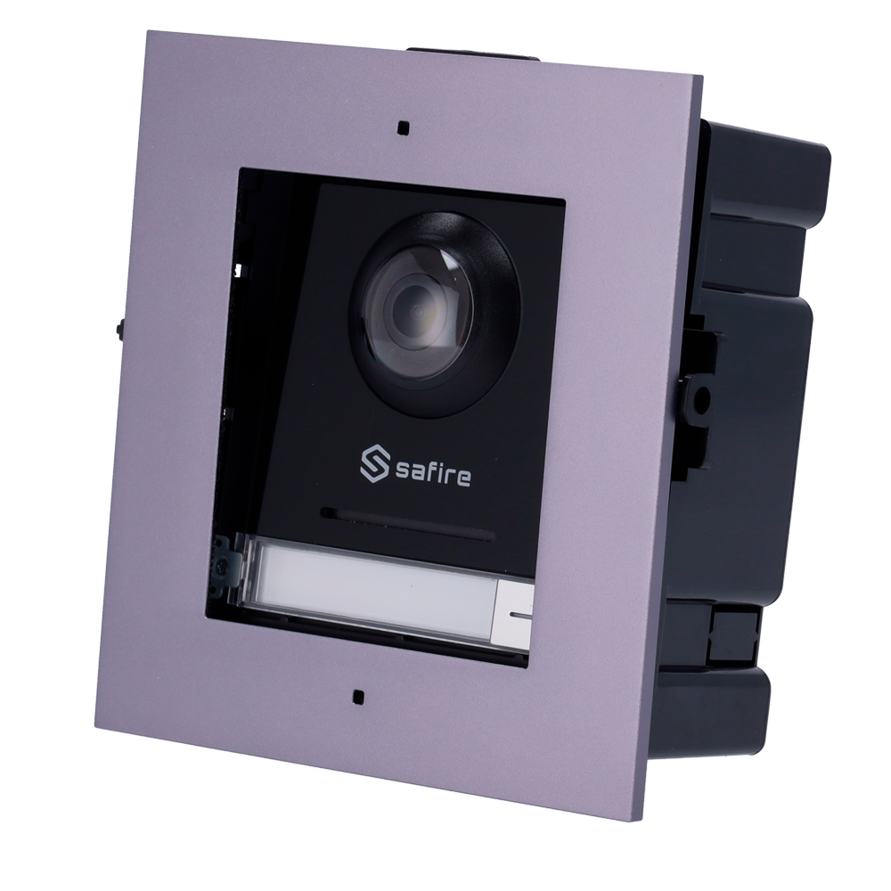Videocitofono Safire IP - Camera 2Mpx - Audio bidirezionale - APP mobile tramite Monitor - Adatto per esterni IP65 - Montaggio ad incasso con staffa inclusa