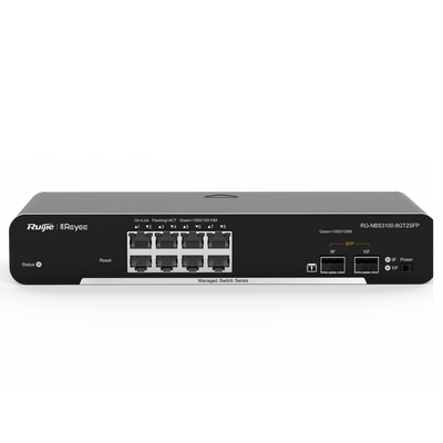 Reyee Switch Cloud Layer  2 - 8 porte Gigabit+ 2 SFP Gigabit - Velocità 10/100/1000 Mbps - Static LAG/DHCP Snooping/IGMP Snooping/Port Mirroring - VLAN/Port Isolation/STP/RSTP/ACL/QoS - Montaggio su rack