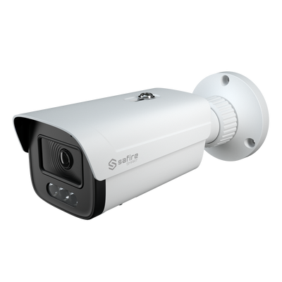 Safire Smart - Cámara Bullet IP gama I1 con Disuasión activa - Resolución 4 Megapíxel (2566x1440) - Lente 2.8-12 mm | MIC & Speaker | Duallight 40m - AI: Clasificación de humano y vehículo - Impermeabilidad IP67 | PoE (IEEE802.3af)