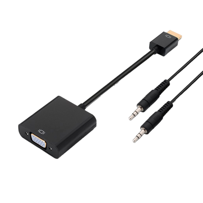Conversor HDMI - VGA + audio - Entrada HDMI macho  - Incluye cable jack 3'5mm macho-macho de 1 metro - Salida SVGA(D-Sub 15) + jack 3'5mm hembra - Soporta señal de salida 1080p - Soporta HDCP 1.2