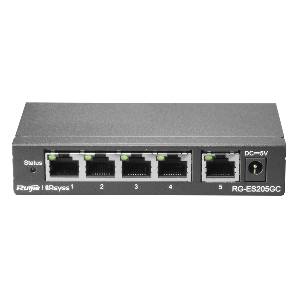 Reyee Cloud Layer 2 Switch - 5 Gigabit RJ45 Ports - 10/100/1000 Mbps Port Speed - Plug & Play - VLAN/Port Isolation/Loop Detection - Port Speed Limit