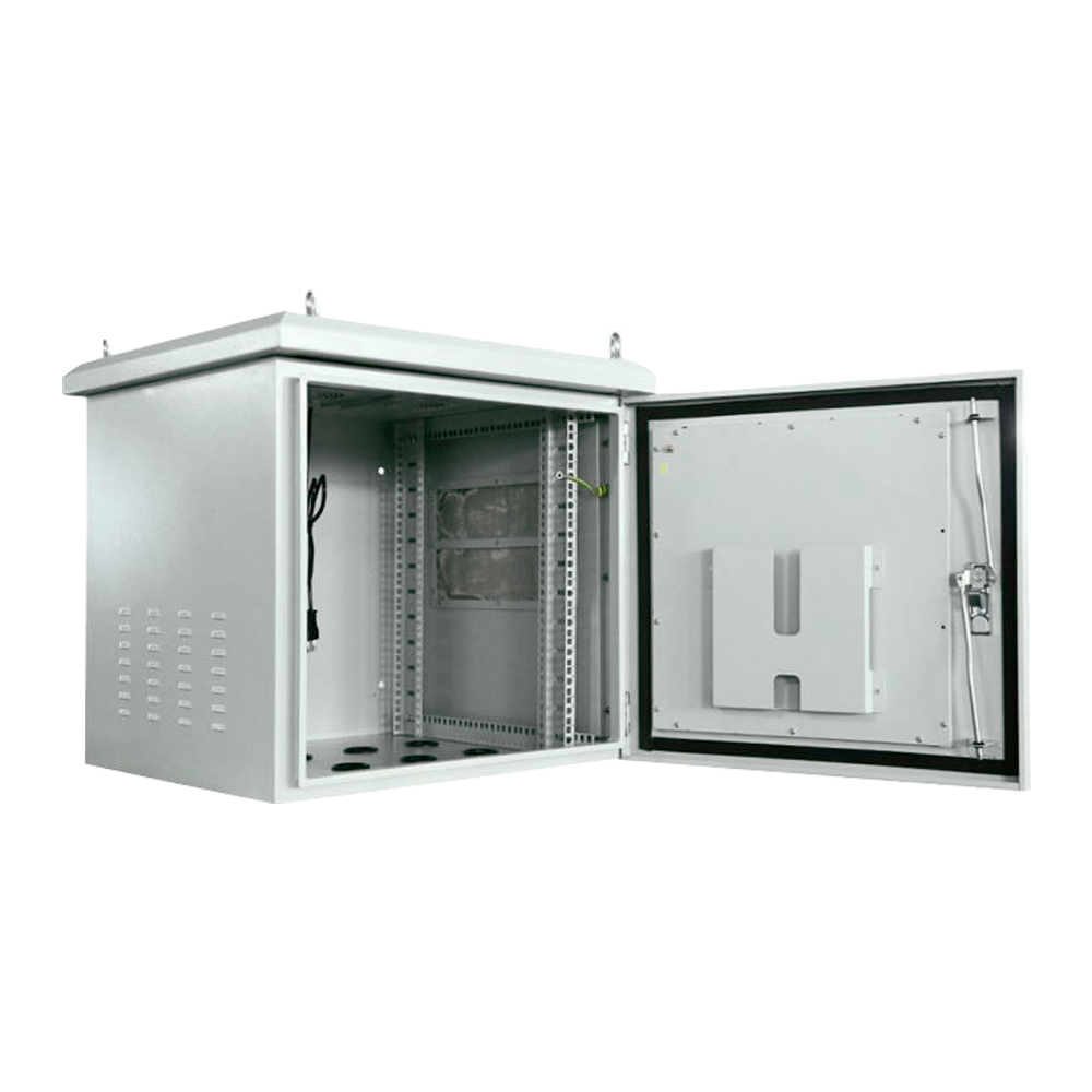 Armadio rack a parete - Fino a 9U rack da 19" - Fino a 100 Kg di carico - Con griglie di ventilazione e passacavi - Grado di protezione IP65 - 8 Ingressi per cablaggio