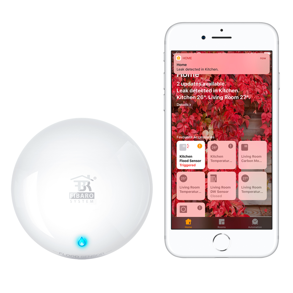 Rilevatore di inondazione - Senza fili / Bluetooth - Compatibile con Apple HomeKit - Antenna interna - Contatto NC per Sistema d'allarme - DC12V o 1 pila CR123A 3.0 V