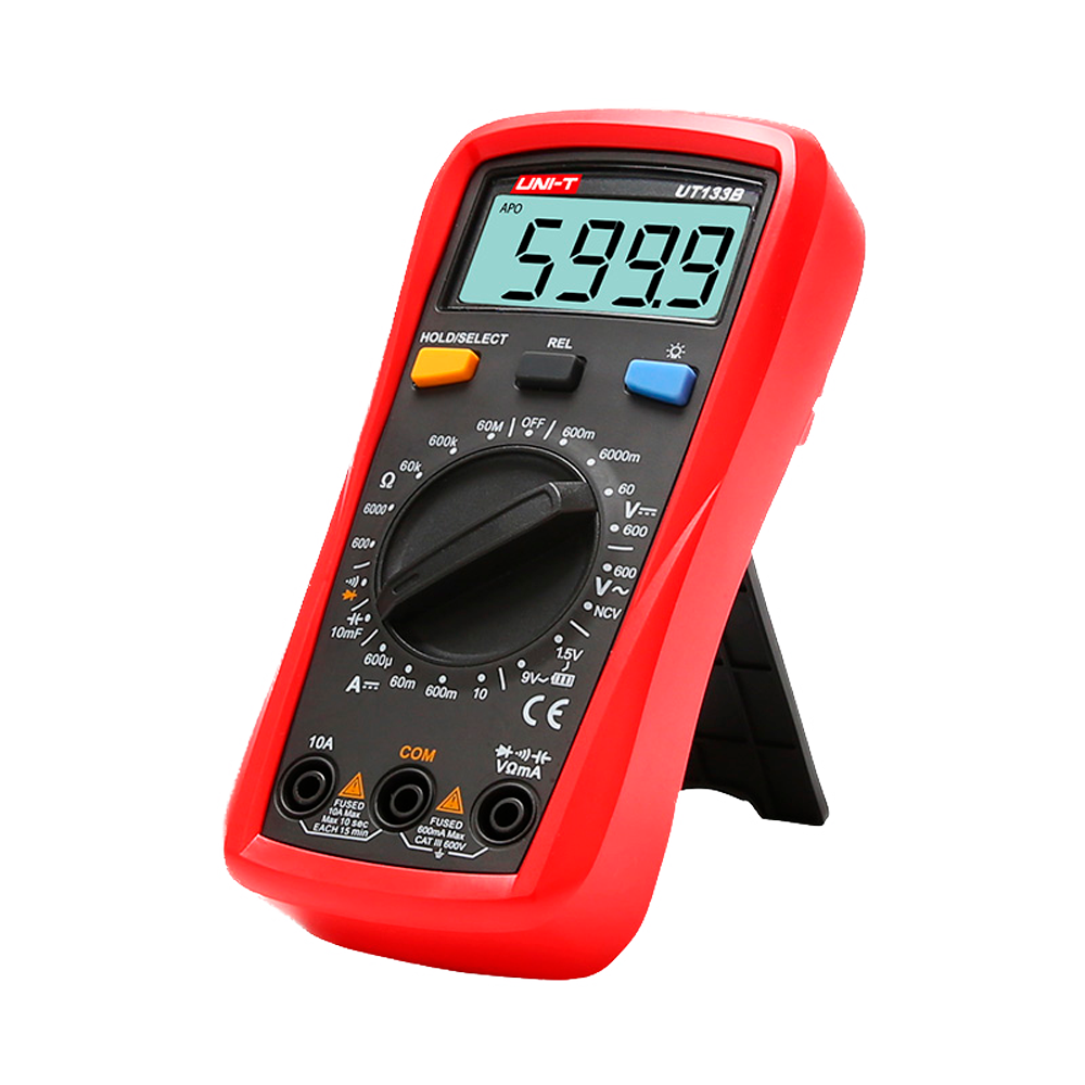 Portable digital multimeter - DC and AC voltage measurement up to 600V - DC current measurement up to 10A - Resistance and capacitance measurement - NVC function | Continuity Test - Battery Test