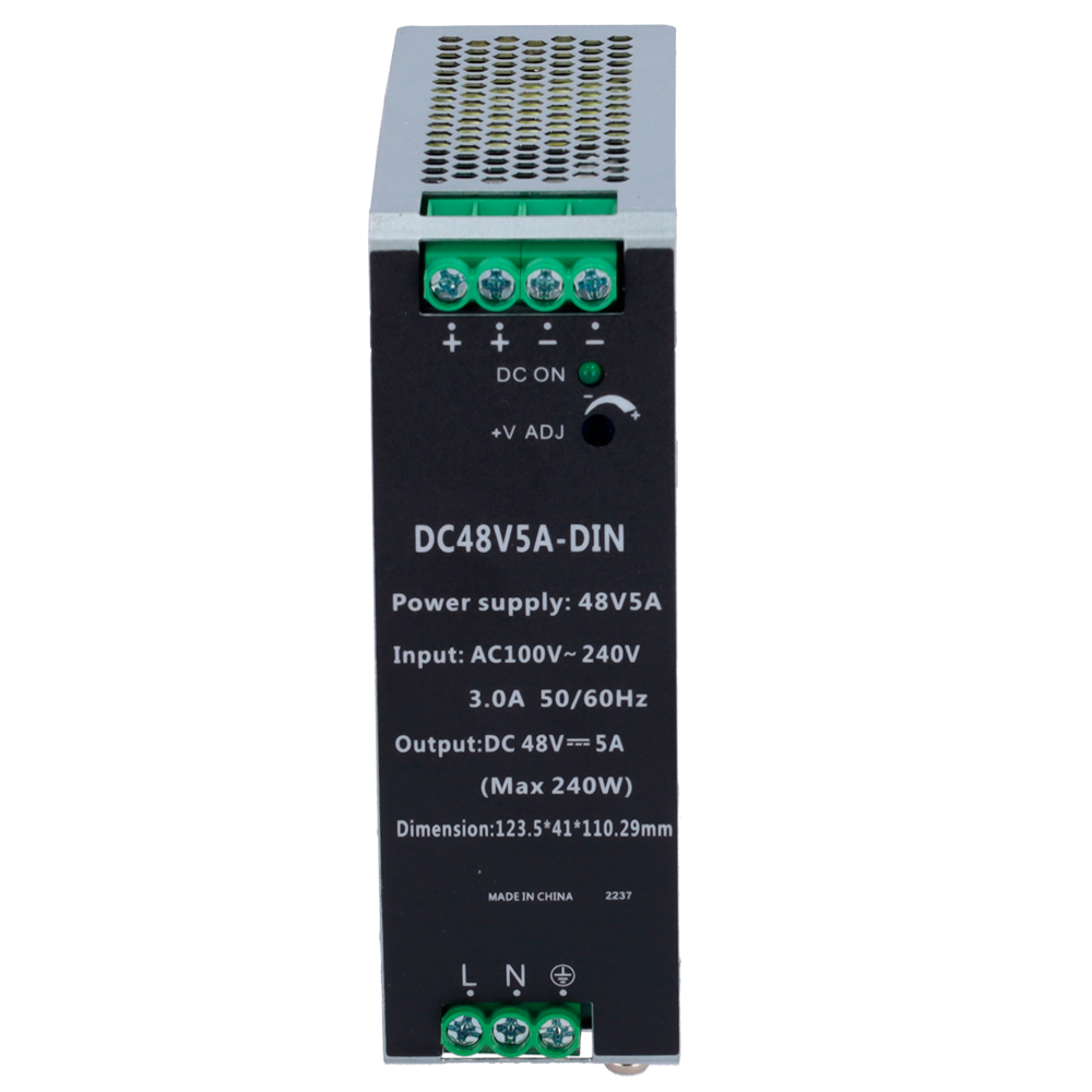 Fonte di alimentazione commutata - uscita DC 48 V 5 A / 240 W - 2 uscite - Voltaggio in entrata 100 V ~ 240 V - 123.5 (Al) x 41 (La) x 110.3 (Lu) mm - Montaggio su guida DIN
