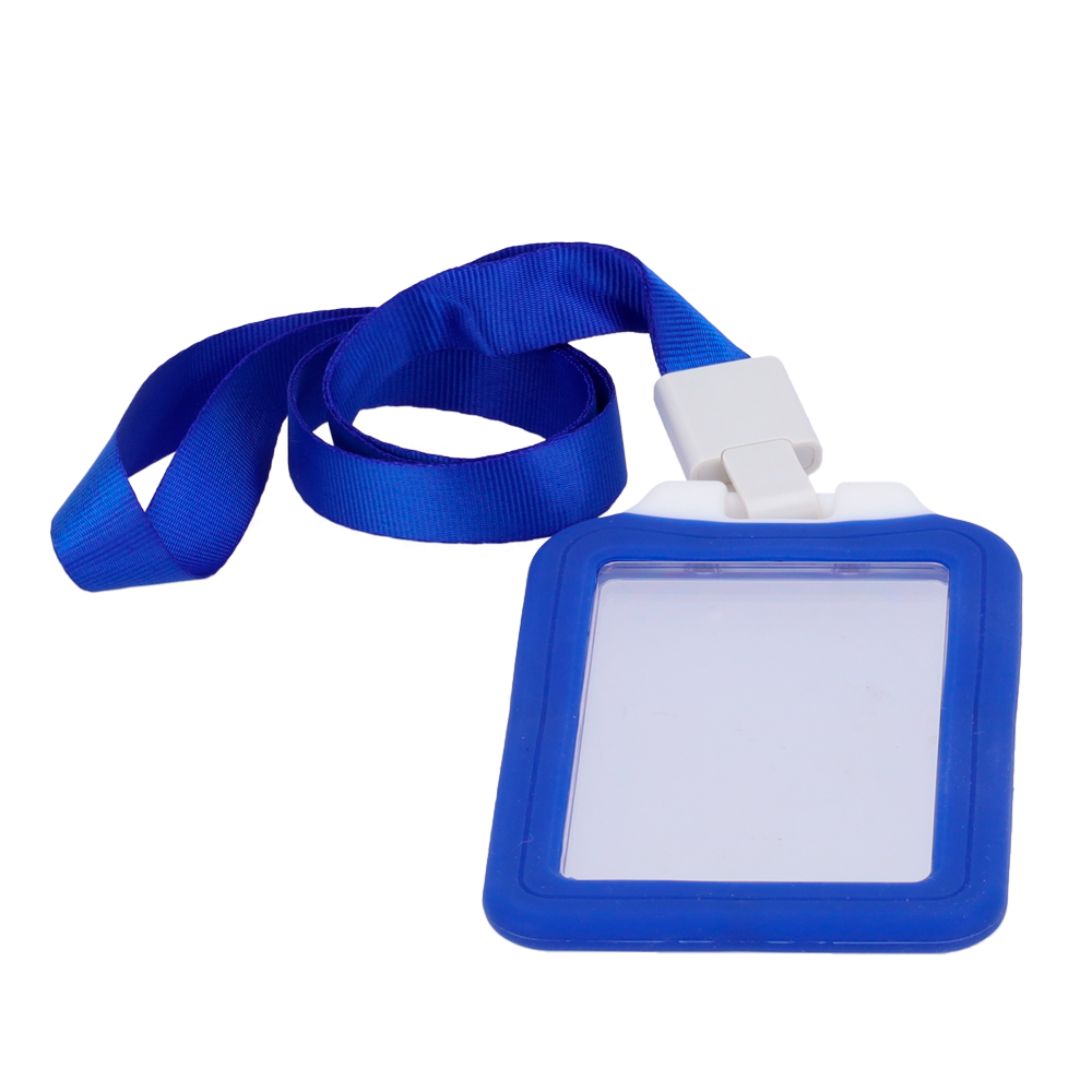 Porta-tarjetas - Disposición vertical - Láminas de plástico protectoras - Fabricado en silicona - Color azul
