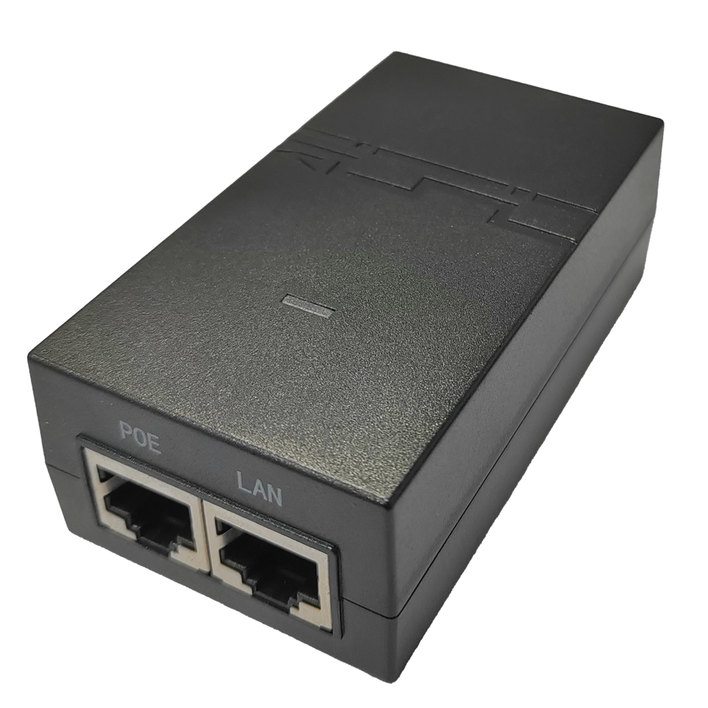 Inyector PoE Pasivo - Entrada/Salida RJ45 10/100/1000 Mbps - 24V 0,5A - Distancia máxima 100 m - Apto para radioenlaces Reyee - Estabilizado y protegido