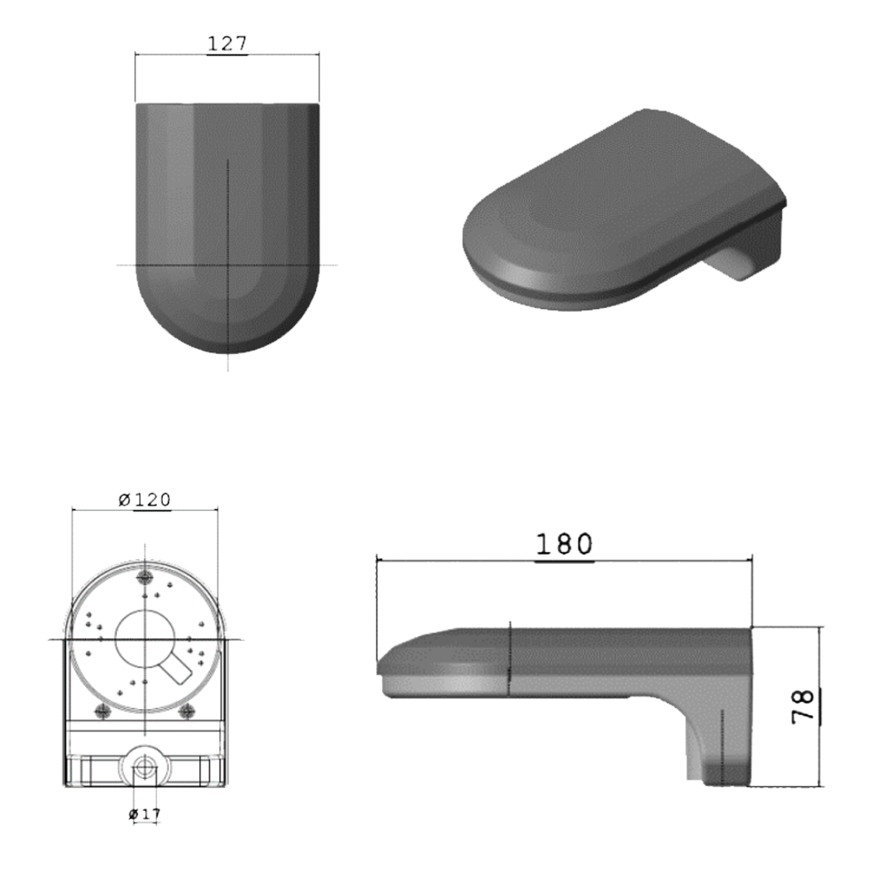 Supporto da parete per telecamera Dome - Colore bianco - Fabbricata in PVC - Adatto per uso interno o esterno