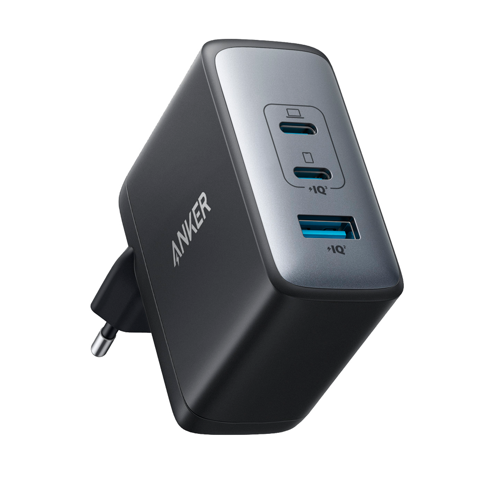 Anker - Cargador USB - Potencia 100W - Carga rápida - Salidas 1 USB-A, 2 USB-C (IQ3.0 y PPS 1.0) - Color negro