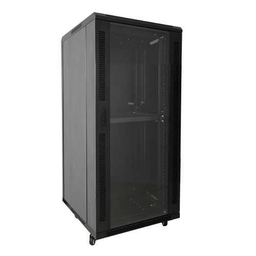 Armadio rack per pavimento - Fino a 18U rack da 19" - Fino a 800 Kg di carico - Con ventilazione e passacavi - 2 ventole, 2 vassoi e ciabatta 6 prese - Non assemblato