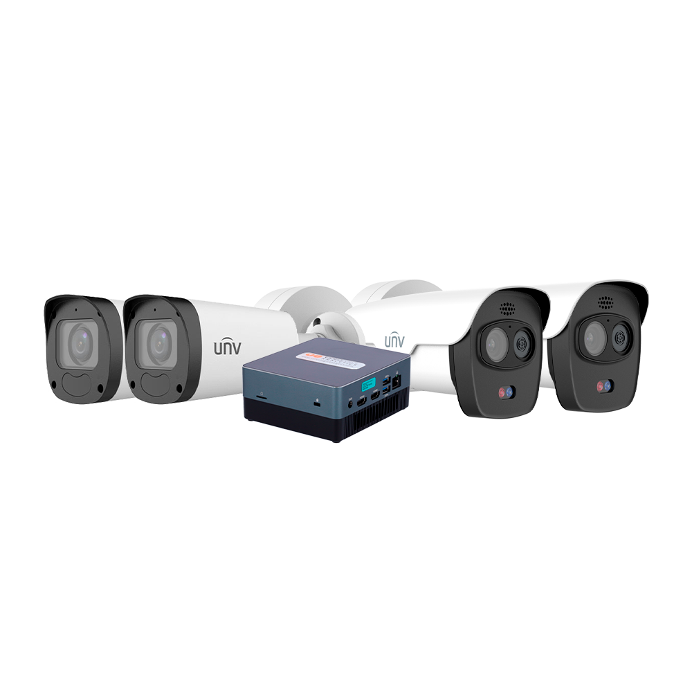 Videologic VLN-IALITE-2+2 Kit - Includes 4 AI channels expandable to 6 - Max CIF resolution - Does not include output module - 2 x Uniview UV-IPC2324LB-ADZK-G cameras - 2 x Uniview UV-TIC2621SR-F3- cameras 4F4AC-VD