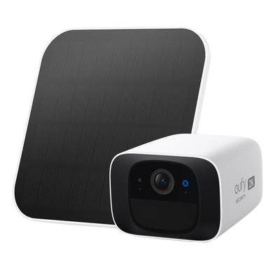 Cámara con Panel Solar Eufy by Anker - 2K / deteccion de personas y movimineto - 1/2.7" Progressive Scan CMOS - Lente 2.8 mm | WDR | IR 10 m - Compresión  H.264/H.265 - Apta para exterior