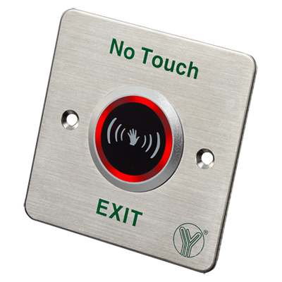Pulsante di apertura contactless - Sensore infrarosso con LED indicatore - Testato 100.000 usi - NO/NC/COM | Montaggio a incasso o in superficie - Rango di rilevamento 4-12 cm - Finitura in acciaio inossidabile