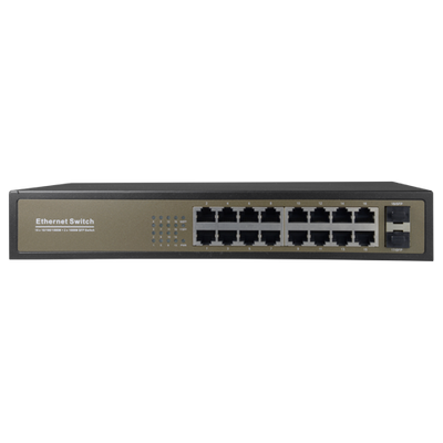 Switch da tavolo - 16 porte Gigabit RJ45 - 2 SFP Uplink Port 10/100/1000 Mbps - Velocità 10/100/1000 Mbps - Plug & Play - Tecnologia di risparmio energetico