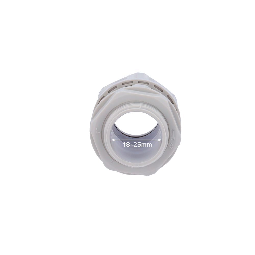 Raccordo impermeabile - Plastica - Diametro 18~25mm - IP68 - Colore grigio