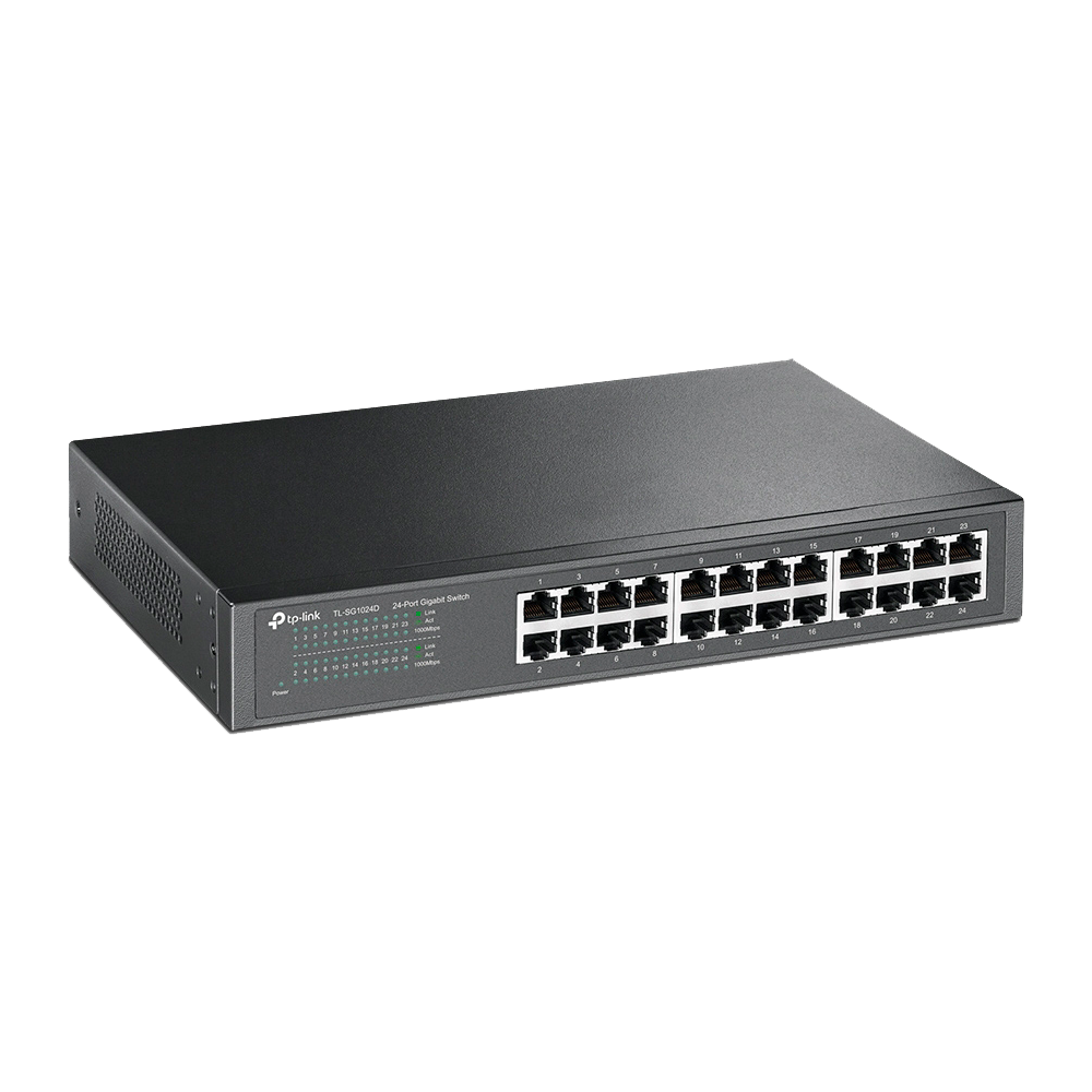 TP-LINK - Switch desktop Gigabit - 24 porte RJ45 - Velocità 10/100/1000 Mbps - Plug & Play - Montaggio su rack