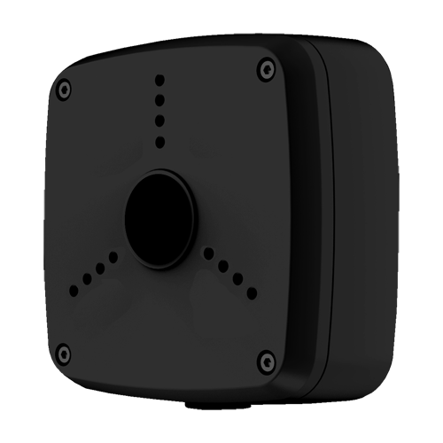 Scatola di giunzione - Per telecamere bullet o dome - Per esterni - Installazione a tetto o parete - Colore nero - Passacavo