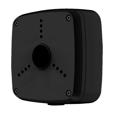 Scatola di giunzione - Per telecamere bullet o dome - Per esterni - Installazione a tetto o parete - Colore nero - Passacavo