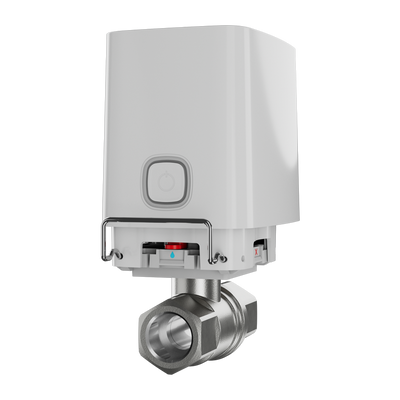 Electroválvula de cierre de agua - Válvula Bonomi de 1" (DN 25) - Compatible con tuberías de agua caliente y fría - Cierre de la válvula en menos de 5 segundos - Admite escenarios de automatización - Alimentación 4 baterías CR123A o a 7,5~14 VDC