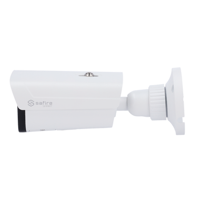 Safire Smart - Cámara Bullet IP gama I1 con Disuasión activa - Resolución 4 Megapíxel (2566x1440) - Lente 2.8-12 mm | MIC & Speaker | Duallight 40m - AI: Clasificación de humano y vehículo - Impermeabilidad IP67 | PoE (IEEE802.3af)