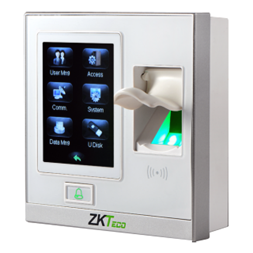 Access & Attendance Control - Fingerprints, EM Card & PIN - 1,500 Users | 80,000 logs - TCP/IP, USB, RS485, Wiegand and relay - Suitable for indoors - ZKTime SmallBusiness 100 included