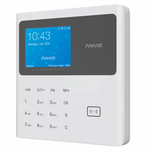 Terminal de control de asistencia ANVIZ - Tarjetas EM y teclado - 10.000 grabaciones / 100.000 registros - TCP/IP, USB Flash - 8 modos de control de asistencia - Software CrossChex y Cloudclocking