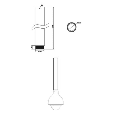 Extension for ceiling mounting - Suitable for motorized Domos - Aluminum alloy - For outdoor use - 420 (Al) x 53 (Ø) mm
