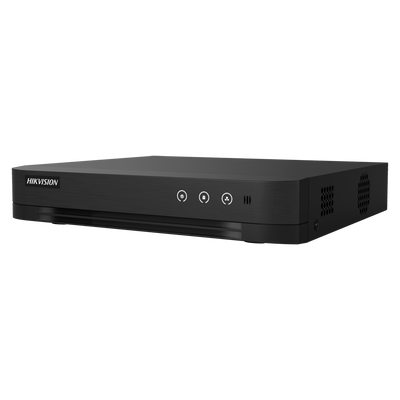 Hikvision DVR 5n1 - 16 CH HDTVI / HDCVI / AHD / CVBS - Fino a 18 canali IP - Risoluzione massima in ingresso 1080p Lite - Rilevamento del movimento 2.0 su tutti i canali - Supporta 1 hard disk fino a 10 TB | Audio
