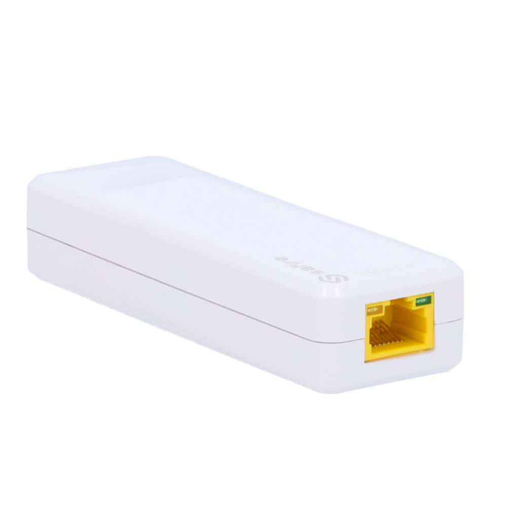Safire Extensor PoE de Interior - Amplía alcance alimentación PoE hasta 650 metros - 2 puertos PoE Out + 1 Uplink RJ45 PoE In - Hi-PoE IEEE 802.3 af/at/bt  - Potencia de salida máxima 60 W - Velocidad 10/100 Mbps