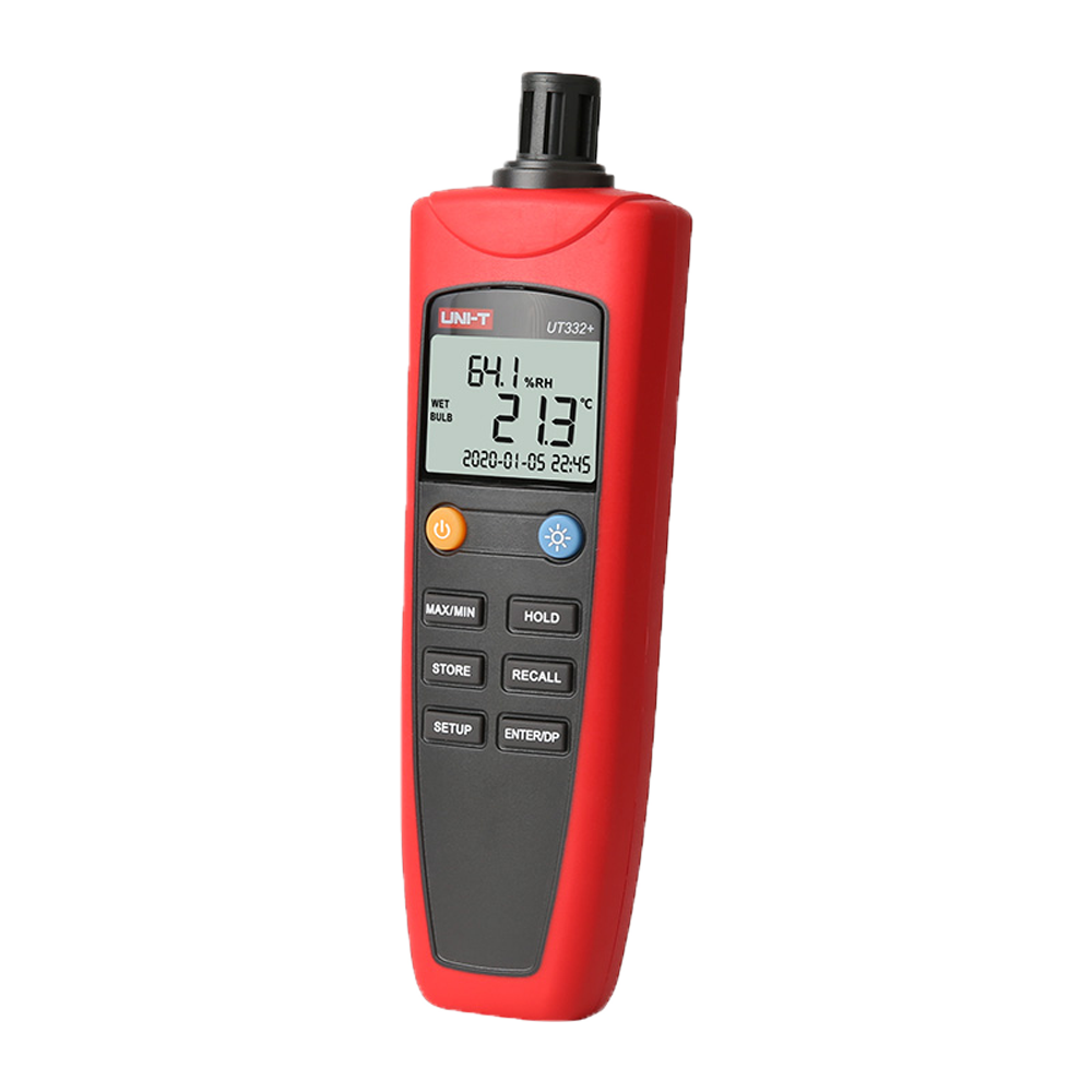 Medidor de condiciones ambientales - Medición de temperatura y humedad - Diseño ligero y económico con interfaz intuitiva - Apagado automático - Tº de rocío y sensación térmica - Conexión USB a software de PC