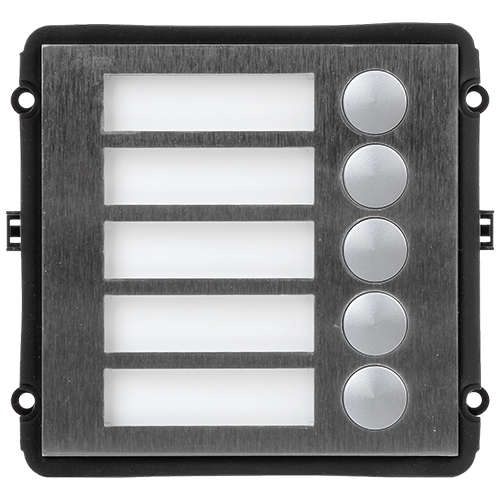Extension module - XS-V2000E-MIP compatible - 5 mechanical buttons - 5 custom labels with LEDs - Vandal resistant stainless steel - Modular mounting