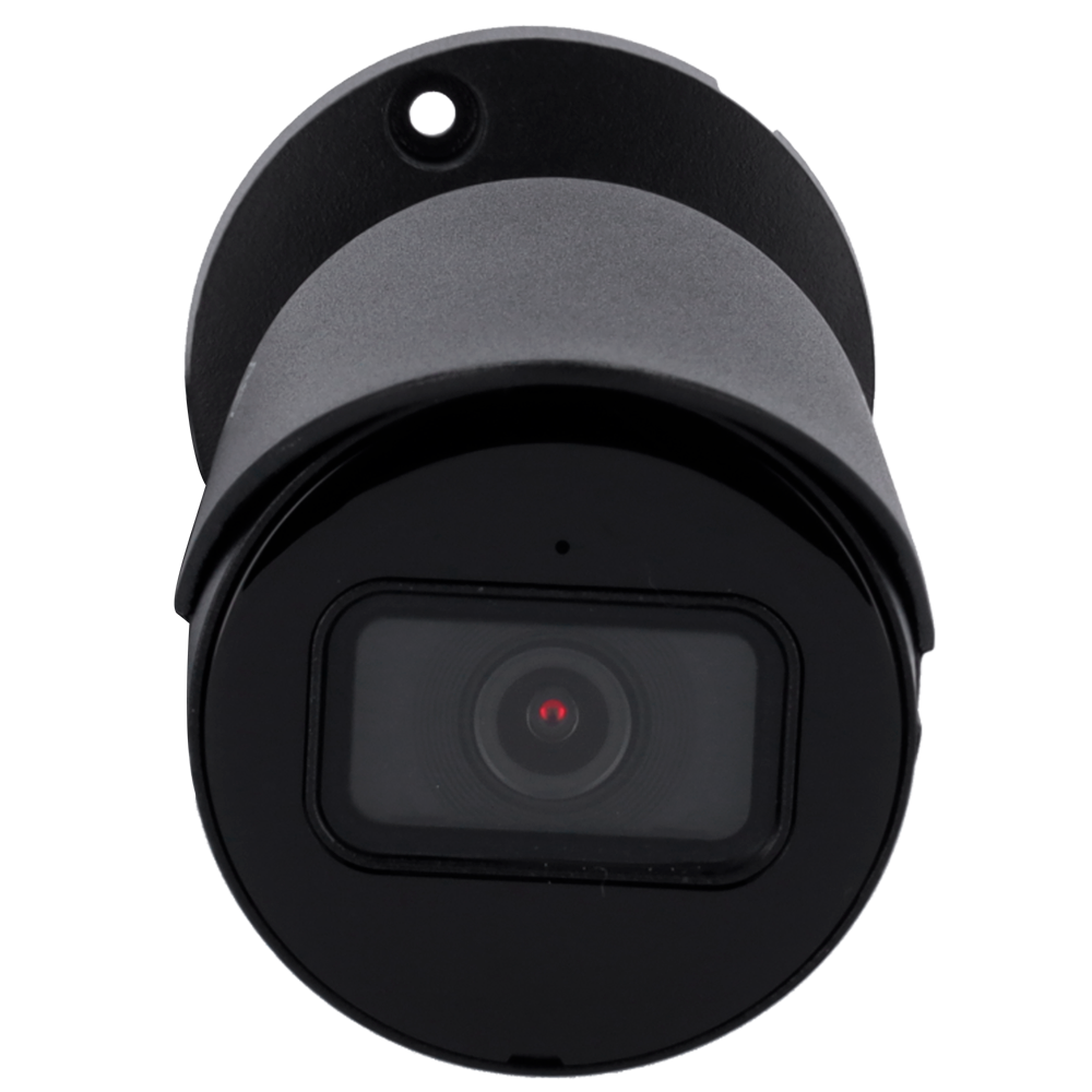 Cámara Bullet IP 4 Mpx Gama Pro Color Negro - 1/2.8” Progressive Scan CMOS - Compresión H.265+/H.265/H.264+/H.264 - Lente 2.8 mm / LEDs Alcance 30 m - WDR | Micrófono integrado - WEB, DSS/PSS, Smartphone y NVR