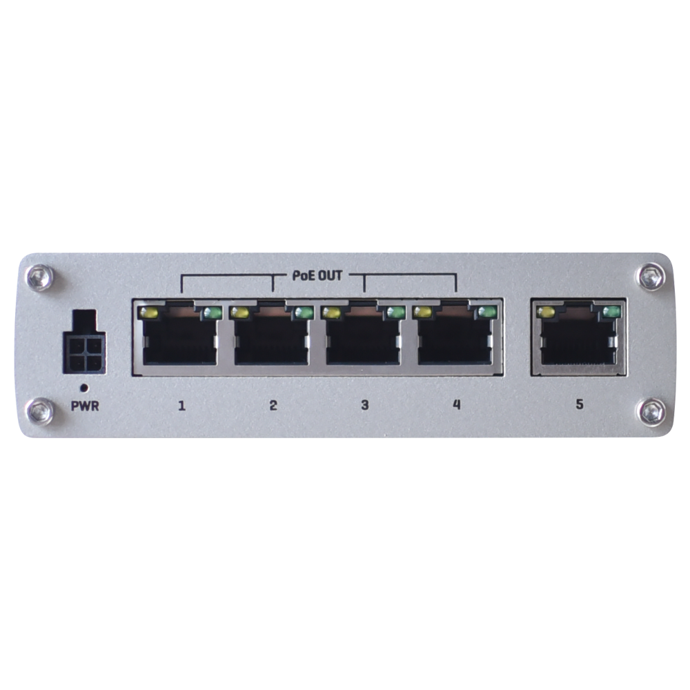 Teltonika Switch PoE Unmanaged Industriale - 5 porte Ethernet RJ45 Gigabit - 4 Porte Ethernet PoE+ 802.3af/at - Fino a 30W per ogni Porta PoE - Fino a 120W di Potenza PoE - Robusto Alloggiamento in Alluminio