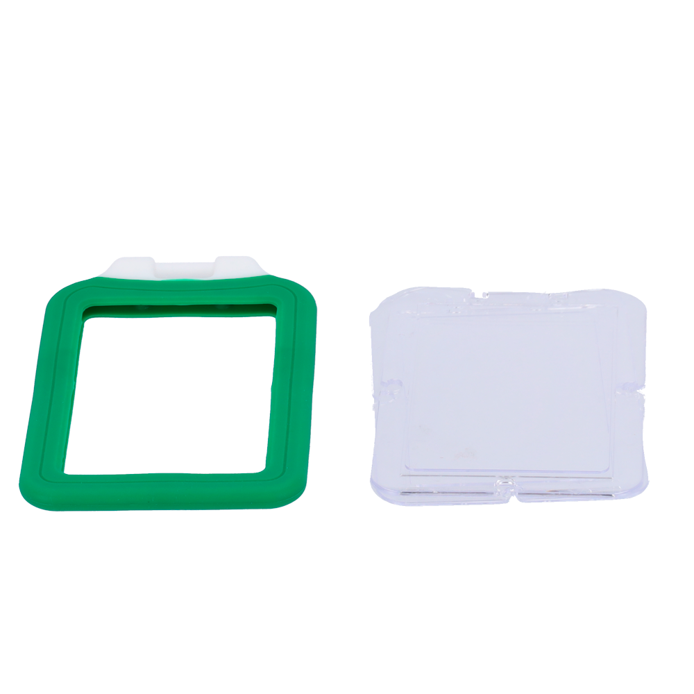 Porta-tarjetas - Disposición vertical - Láminas de plástico protectoras - Fabricado en silicona - Color verde