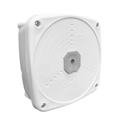 Scatola di giunzione - Per telecamere dome e bullet - Doppio sigillo per l'esterno IP66 - Livello dell'acqua per un corretto posizionamento - Fabbricata in PVC -  Colore bianco