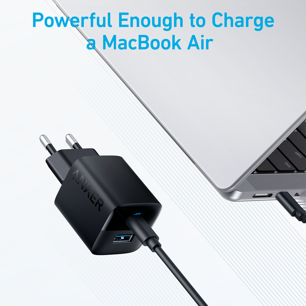 Anker - Caricabatterie USB - Potenza 33W - Ricarica veloce  - Uscite USB-C, USB-A - Colore bianco