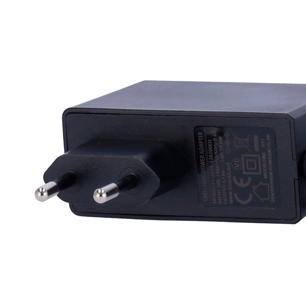 Fonte di alimentazione - Uscita DC 12 V 2 A - 1 Uscita ad angolo a L - Jack standard - Stabilizzato - Lunghezza del cavo 1.5m