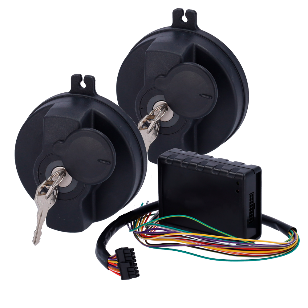Kit tappo di sicurezza per camion - Rileva e notifica i tentativi di furto di carburante - Sistema da integrare con Ajax - Integrazione con AJ-DOORPROTECT e AJ-TRANSMITTER - Include due tappi (Ø 6 cm) - e modulo di comunicazione
