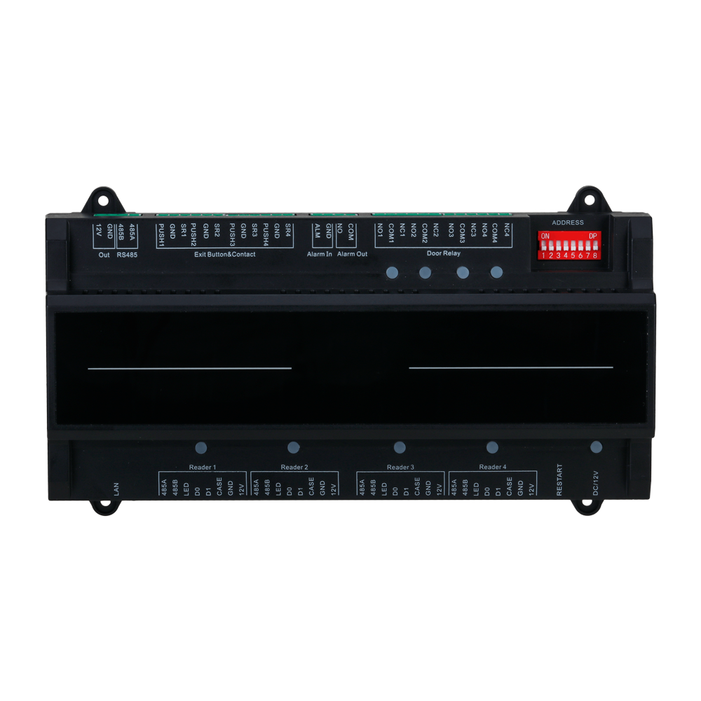 Controller di accesso biometrico - Accesso tramite impronta digitale, tessera o password - Comunicazione TCP/IP | PoE - 4 lettori per Wiegand | 4 lettori per OSDP - Uscita relè per 4 porte - Software SmartPSS
