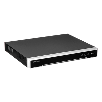 Hikvision NVR 4G per telecamere IP - 8 CH video / Compressione H.265+ - 8 porte PoE IEEE802.3af/at (max. 75 W) - Uscita HDMI 4K e VGA - Risoluzione massima 8 Mp - Larghezza di banda 80 Mbps