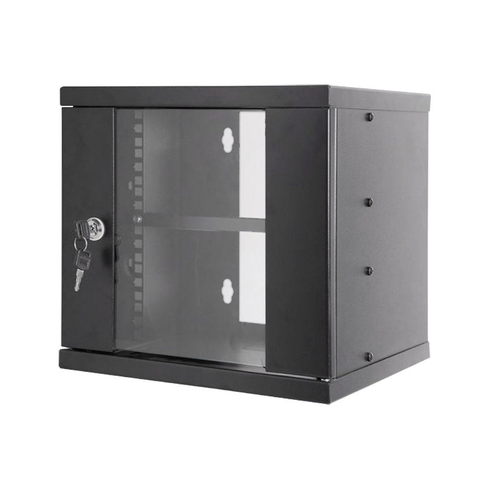 Armadio rack a parete - Fino a 6U rack da 10" - Fino a 15 Kg di carico - Con canaline passacavi - Vassoio incluso - Profondità 300 mm
