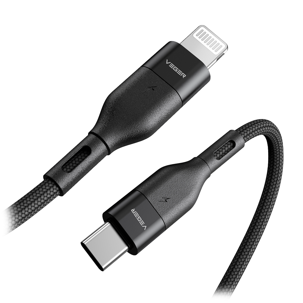 Veger - Cable USB  - USB-C a Lightning - Capacidad de carga 65W Max - Corriente  3A - Longitud máxima 120cm
