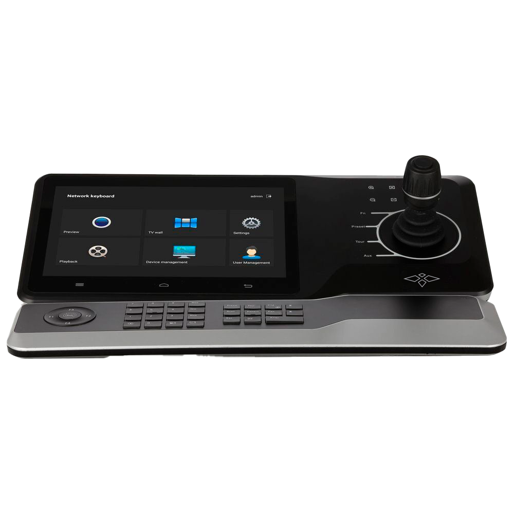 Teclado de control IP X-Security - Pantalla LCD táctil 10" - Conexión RS485 , RJ45 - WiFi | Ethernet | USB  - Joystick 4 axis y mini teclado - Hasta 4 canales a 1080p @30Hz
