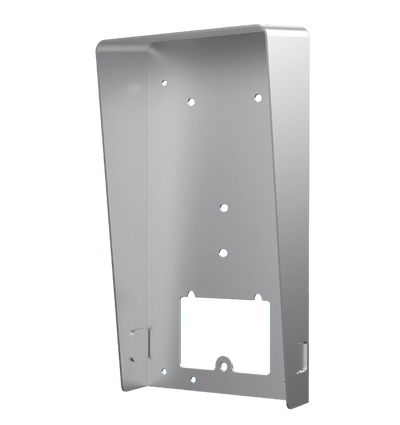 Montaggio a superficie con tettuccio - Specifico per videocitofoni - Compatibile con DS-KV9503-WBE1 - Fori di connessione - Dimensioni: 189 (I) x 97 (La) x 49 (Lu) mm - Realizzato in acciaio inox