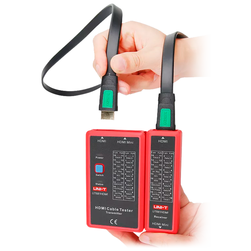 Cable tester - HDMI/MINI-HDM cable status check - Short and crossed cable assessment - Cable shield status check - Scan test mode - Auto power off