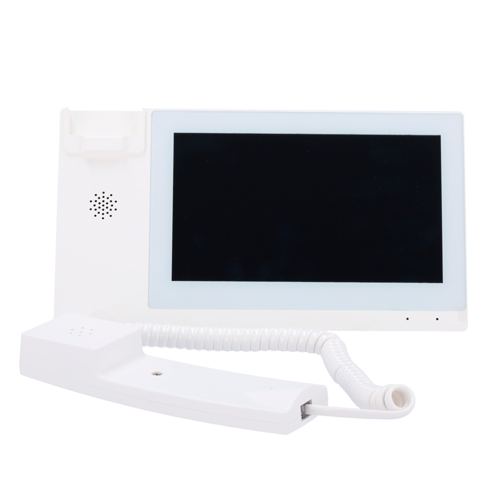 Monitor per Videocitofoni - Schermo TFT di 7" - Audio bidirezionale e chiamate tra dispositivi - TCP / IP, RS485 e WiFi - Slot MicroSD | 6 Entrate allarme - Montaggio in superficie