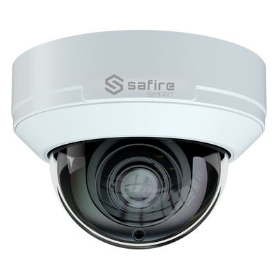 Safire Smart - Cámara Domo IP con Inteligencia Artificial gama E1 - Resolución 4 Megapíxeles (2566x1440) - Lente motorizada 2.8~12mm | Micrófono | IR 50m - IA: Clasificación de personas y vehículos - Estanqueidad IP67 e IK10 | PoE (IEEE802.3af)