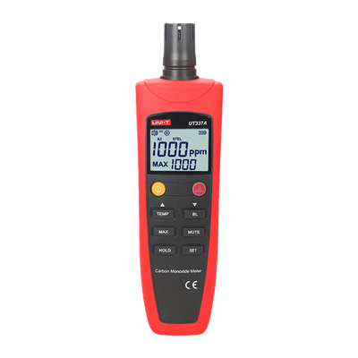 Misuratore di monossido di carbonio (CO) - Incorpora un sensore elettrochimico di gas - Allarme configurabile con segnale acustico - Visualizzazione del valore massimo registrato - Autotest del sensore